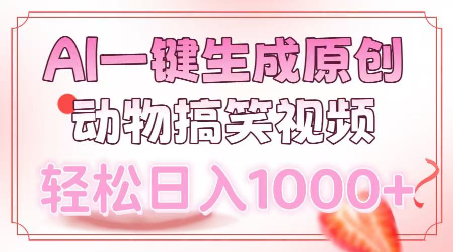 AI一键生成原创动物搞笑视频，轻松日入1000+-搞钱花