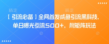 【引流必备】全网首发咸鱼引流黑科技，单日曝光引流500+，附矩阵玩法【揭秘】-搞钱花