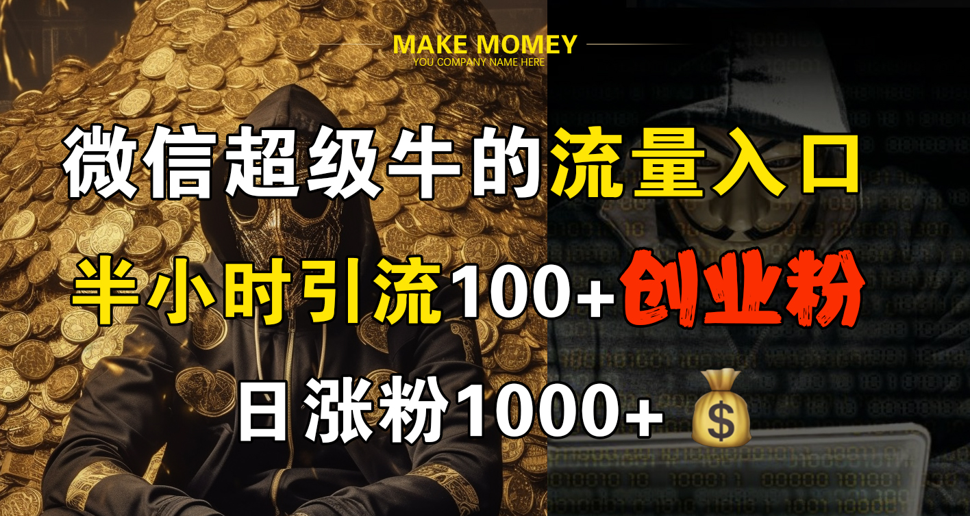 微信超级牛的流量入口,半小时引流100+创业粉,日涨粉1000+-搞钱花