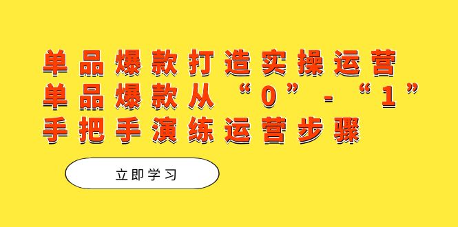 单品爆款打造实操运营,单品爆款从“0”-“1”手把手演练运营步骤-搞钱花