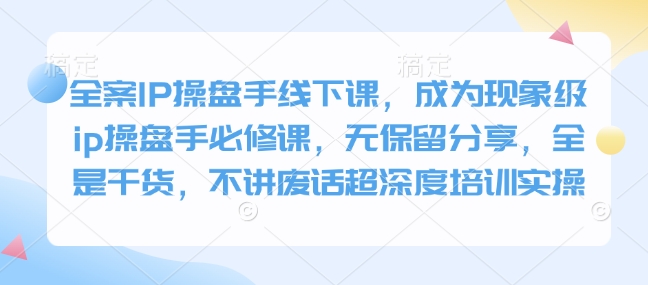 全案IP操盘手线下课，成为现象级ip操盘手必修课，无保留分享，全是干货，不讲废话超深度培训实操-搞钱花