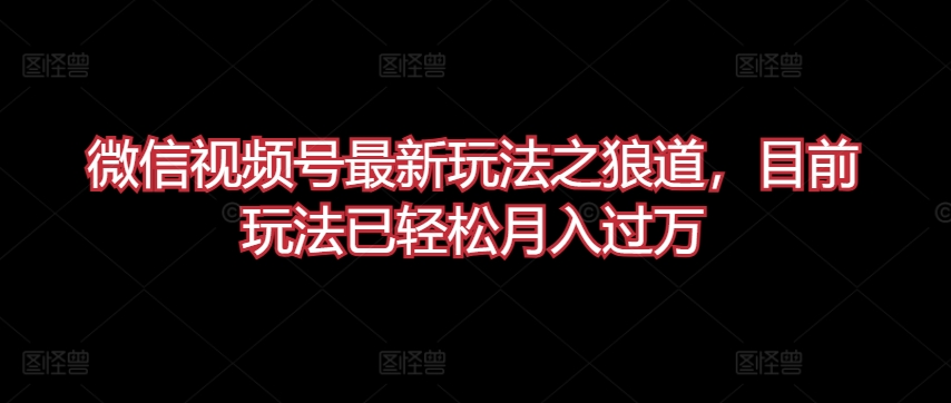 微信视频号最新玩法之狼道，目前玩法已轻松月入过万-搞钱花