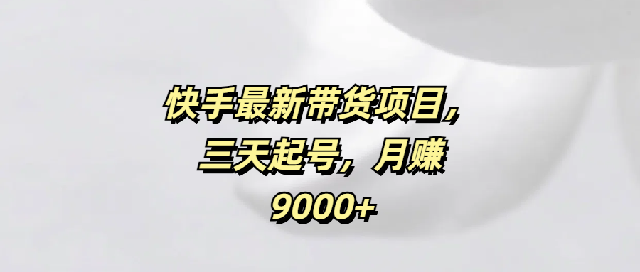 快手最新带货项目,三天起号,月赚9000+-搞钱花