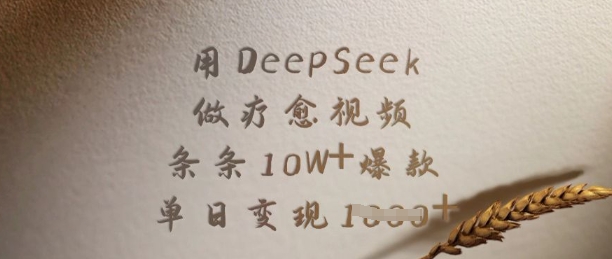 用DeepSeek做疗愈视频，条条10W+爆款，单日变现多张-搞钱花