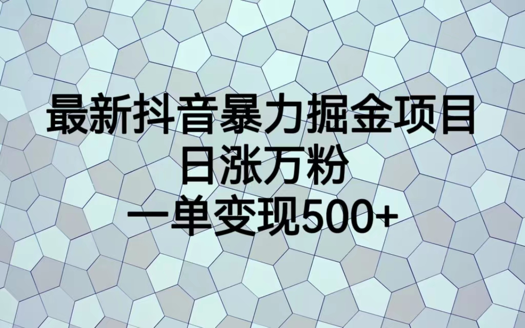 最火热的抖音暴力掘金项目，日涨万粉，多种变现方式，一单变现可达500+-搞钱花