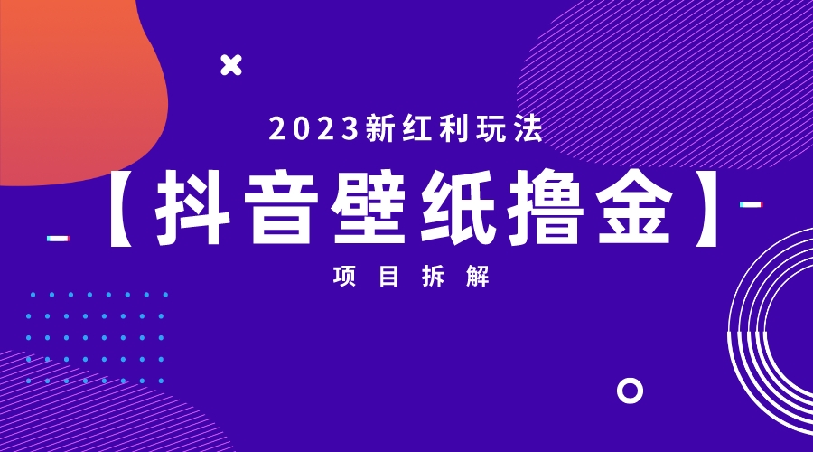 2023新红利玩法：抖音壁纸撸金项目-搞钱花