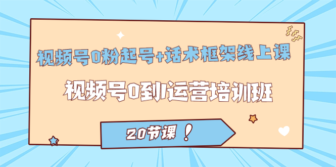 视频号·0粉起号+话术框架线上课:视频号0到1运营培训班(20节课)-搞钱花