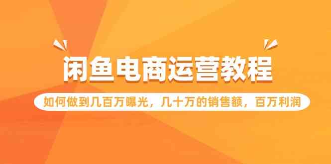 （9560期）闲鱼电商运营教程：如何做到几百万曝光，几十万的销售额，百万利润.-搞钱花