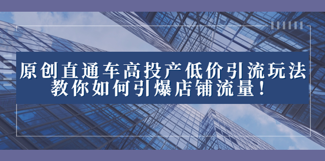2023直通车高投产低价引流玩法,教你如何引爆店铺流量!-搞钱花