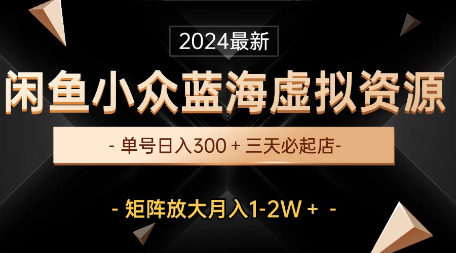 (10336期)最新闲鱼小众蓝海虚拟资源,单号日入300+,三天必起店,矩阵放大月入1-2W-搞钱花