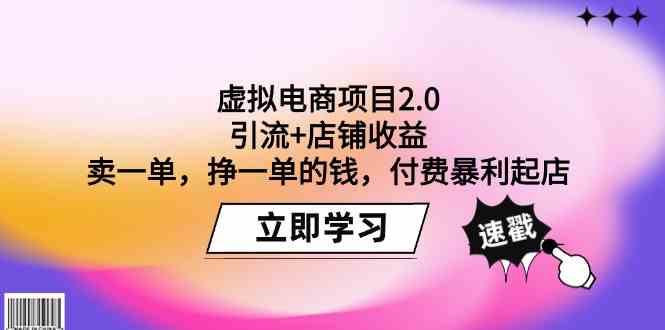 (9645期)虚拟电商项目2.0:引流+店铺收益 卖一单,挣一单的钱,付费暴利起店-搞钱花