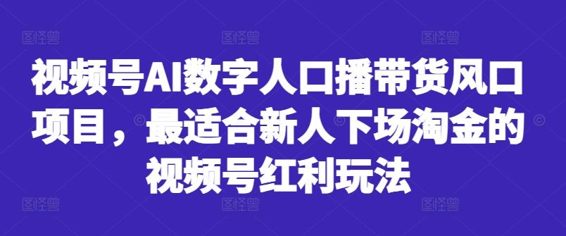 视频号AI数字人口播带货风口项目，最适合新人下场淘金的视频号红利玩法-搞钱花