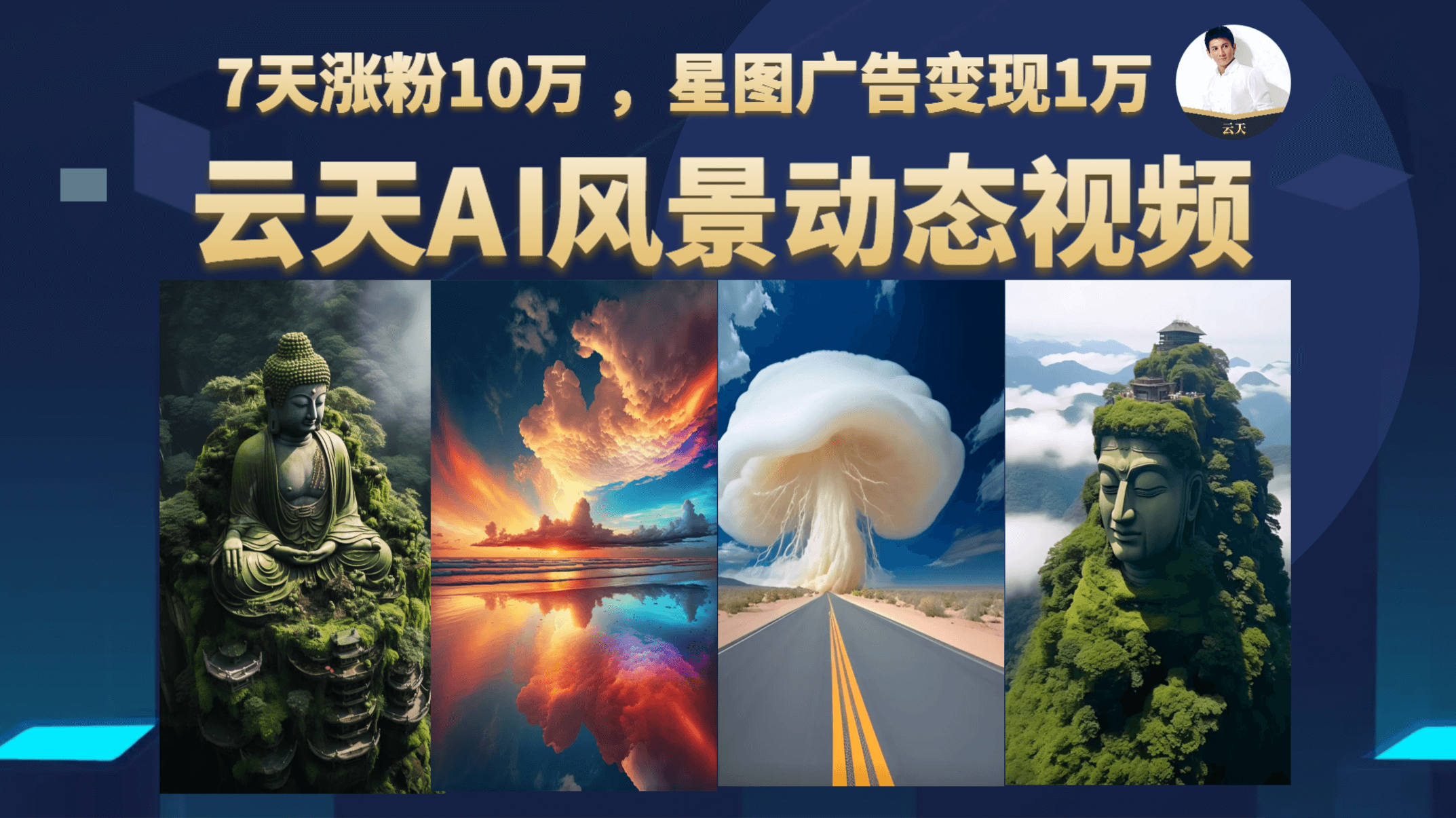 云天AI风景动图视频制作，7天涨粉10万 ，星图广告变现1万-搞钱花