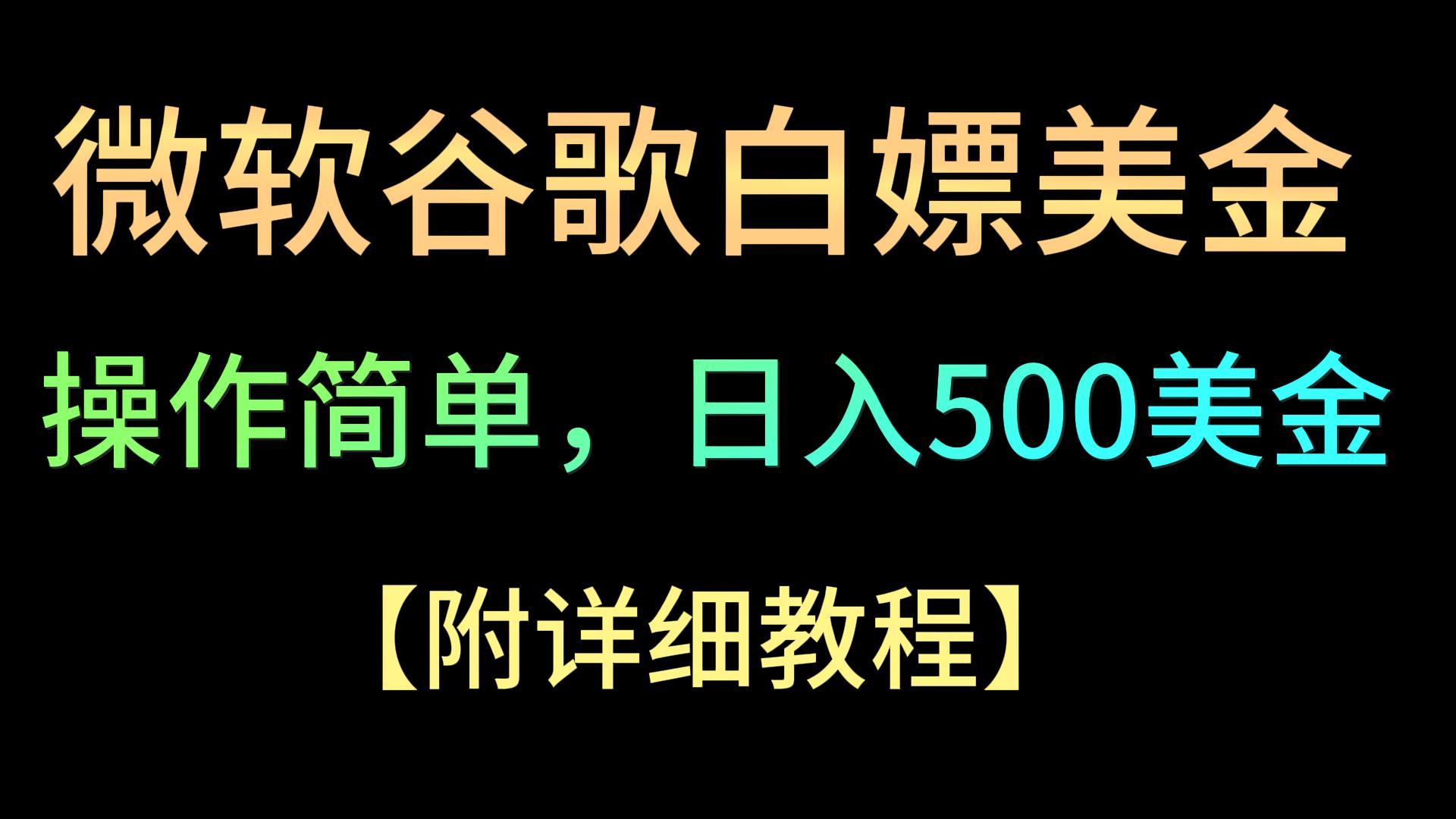 微软谷歌项目3.0，轻松日赚500+美金，操作简单，小白也可轻松入手！-搞钱花
