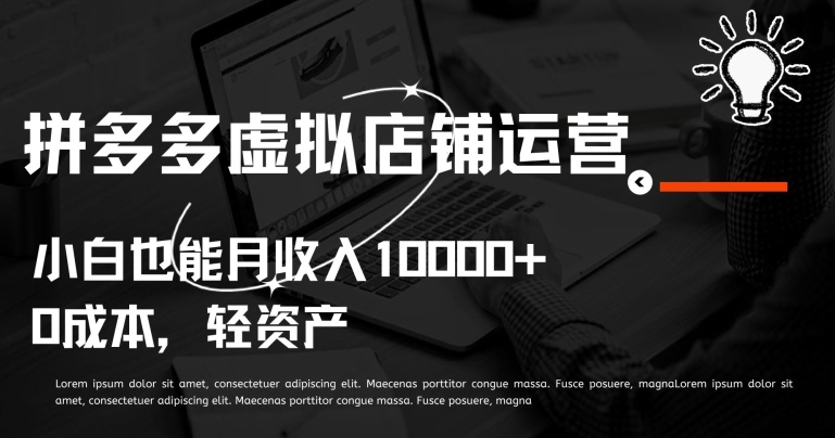拼多多虚拟店铺运营小白也能月收入10000+-搞钱花