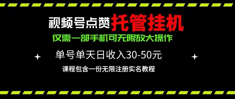 （10644期）视频号点赞托管挂机，单号单天利润30~50，一部手机无限放大（附带无限…-搞钱花