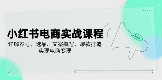 小红书电商实战课程，详解养号、选品、文案撰写、爆款打造，实现电商变现-搞钱花