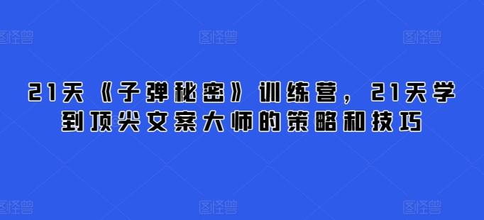 21天《子弹秘密》训练营，21天学到顶尖文案大师的策略和技巧-搞钱花