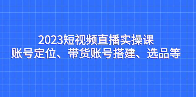 2023短视频直播实操课,账号定位、带货账号搭建、选品等-搞钱花