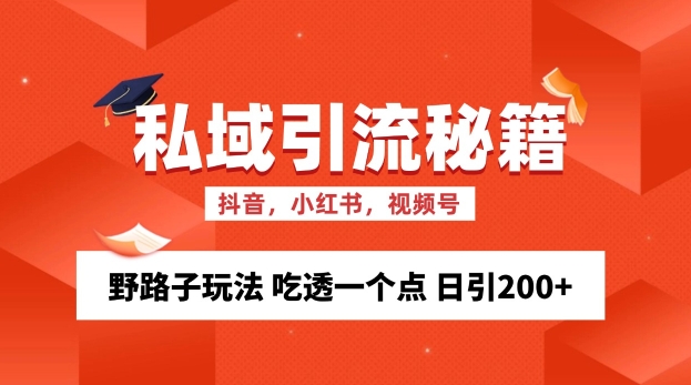 私域流量的精准化获客方法 野路子玩法 吃透一个点 日引200+ 【揭秘】-搞钱花