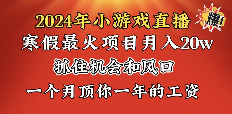 2024年寒假爆火项目,小游戏直播月入20w+,学会了之后你将翻身-搞钱花