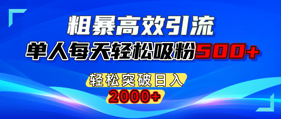 粗暴高效引流,单人每天轻松吸粉500+,轻松突破日入2000+-搞钱花
