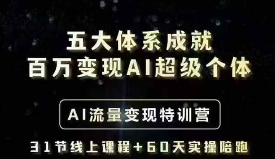 五大体系成就百万变现AI超级个体- AI流量变现特训营，一步一步教你一个人怎么年入百W-搞钱花