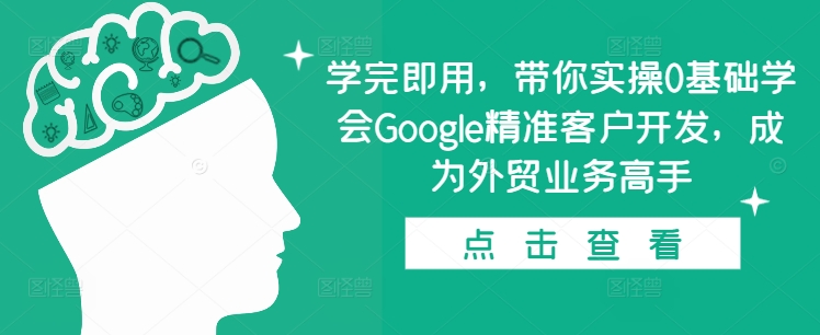 学完即用，带你实操0基础学会Google精准客户开发，成为外贸业务高手-搞钱花