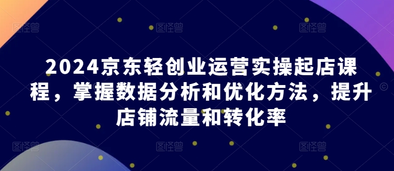 2024京东轻创业运营实操起店课程，掌握数据分析和优化方法，提升店铺流量和转化率-搞钱花