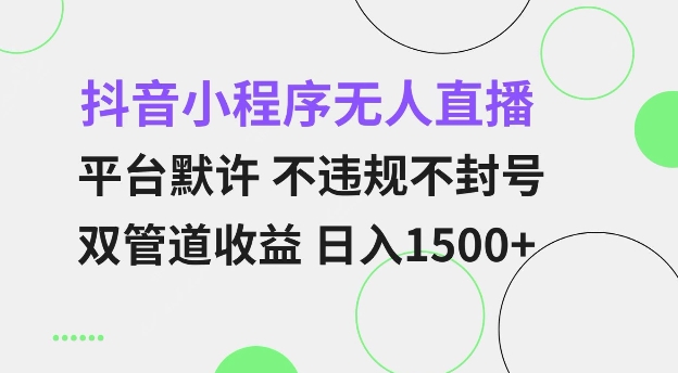 抖音小程序无人直播 平台默许 不违规不封号 双管道收益 日入多张 小白也能轻松操作【仅揭秘】-搞钱花