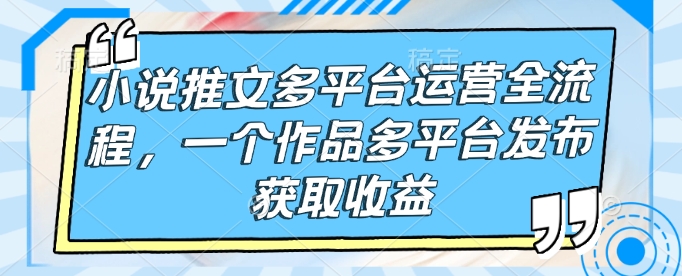 小说推文多平台运营全流程，一个作品多平台发布获取收益-搞钱花