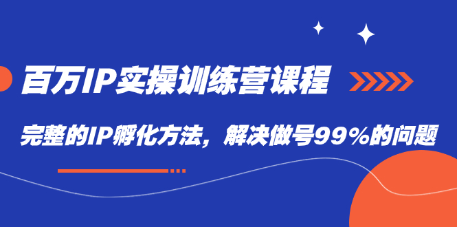 百万IP实战训练营课程,完整的IP孵化方法,解决做号99%的问题-搞钱花