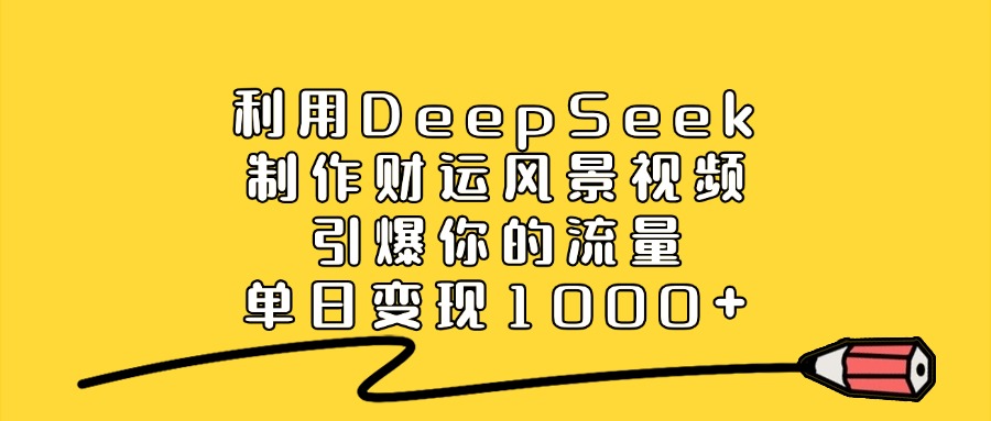 利用DeepSeek制作财运风景视频，引爆你的流量，单日变现1000+-搞钱花