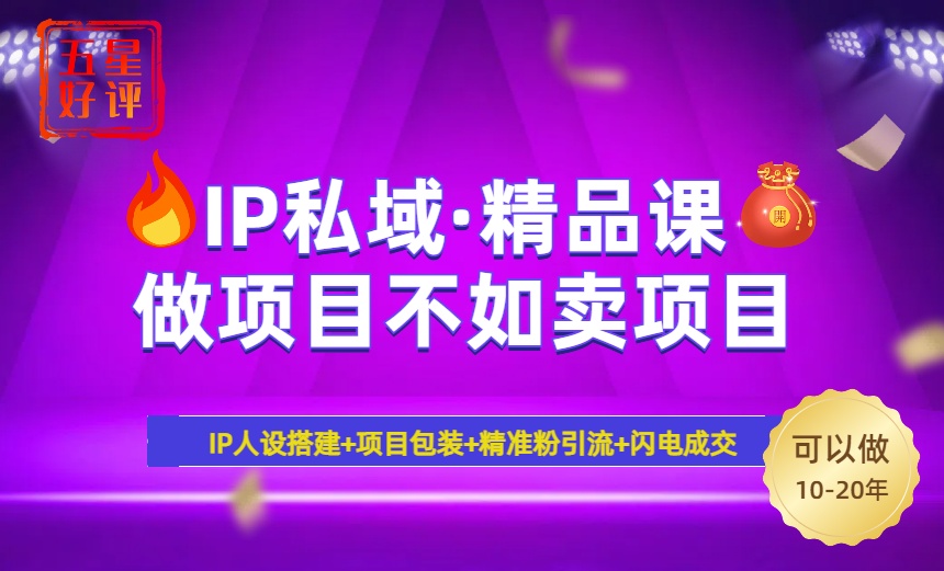 2025年“IP私域·密训精品课”，日赚3000+小白避坑年赚百万，暴力引流…-搞钱花