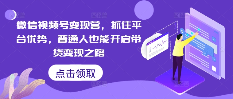 微信视频号变现营，抓住平台优势，普通人也能开启带货变现之路-搞钱花