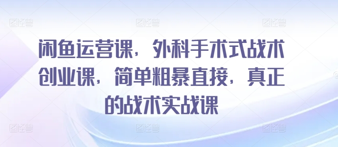 闲鱼运营课，外科手术式战术创业课，简单粗暴直接，真正的战术实战课-搞钱花