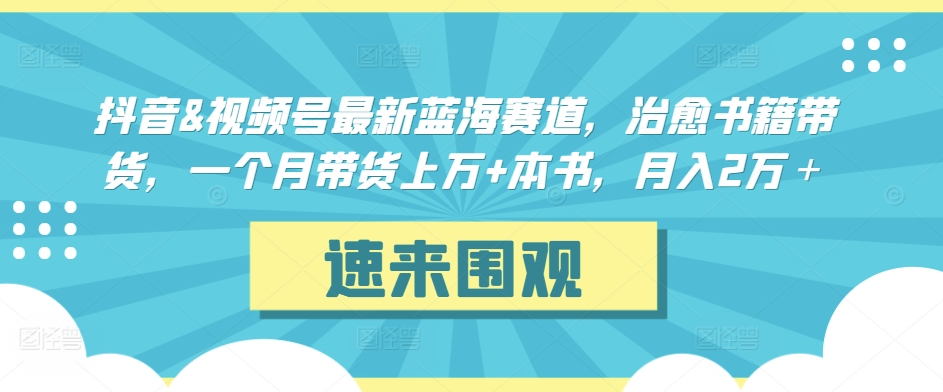 抖音&视频号最新蓝海赛道，治愈书籍带货，一个月带货上万+本书，月入2万＋-搞钱花