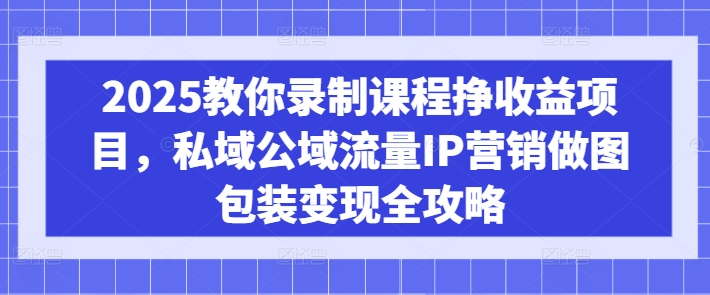 2025教你录制课程挣收益项目，私域公域流量IP营销做图包装变现全攻略-搞钱花
