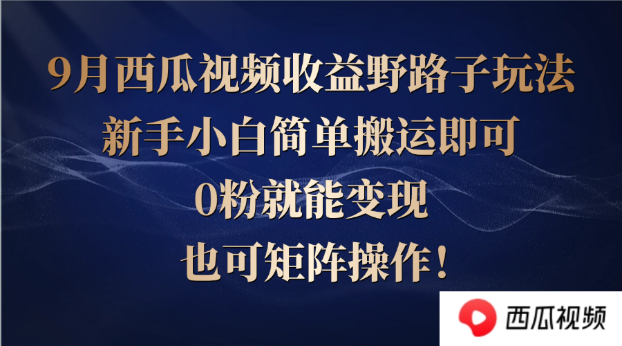 西瓜视频收益野路子玩法，新手小白简单搬运即可，0粉就能变现，也可矩…-搞钱花